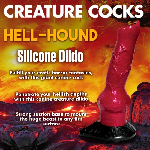 Creature Cocks Hell-Hound Canine Silicone Dildo - фантазийный фаллоимитатор Адская Гончая, 19х6.6 см (чёрный с красным)