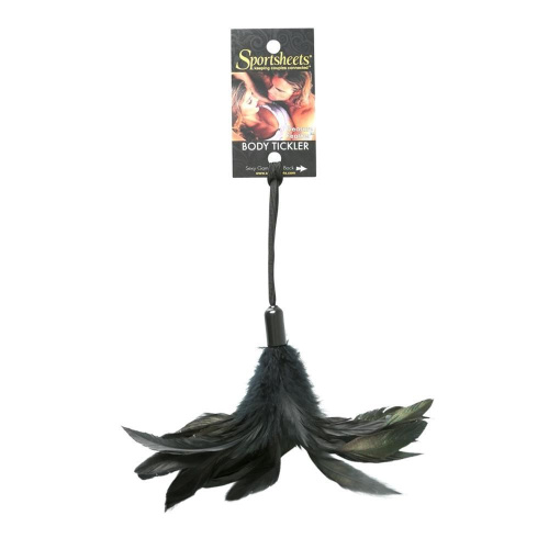 Sportsheets Pleasure Feather Black - Метелочка-щекоталка на веревочной петле