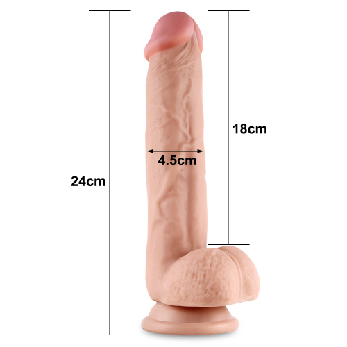 Sliding-Skin Dual Layer Dong 9.5'' - Фалоімітатор, 24 см (тілесний) - купити в Києві, Україні