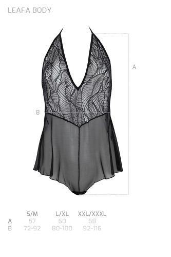 Боди Passion LEAFA BODY black, XXL/XXXL