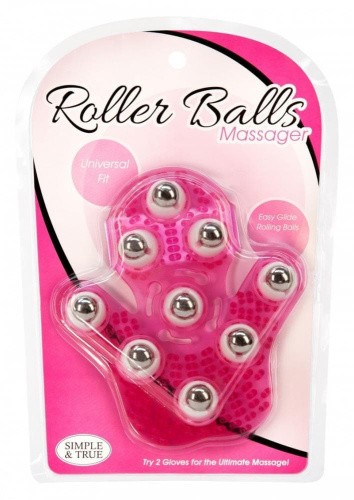 Simple & True Roller Balls Massager  - Перчатка для массажа, 14х11 см (розовый)
