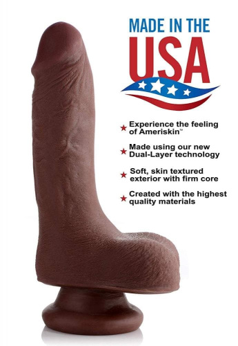 7 Inch Ultra Real Dual Layer Suction Cup Dildo - Medium Skin Tone фаллоимитатор 15х4.5 см. (коричневый)