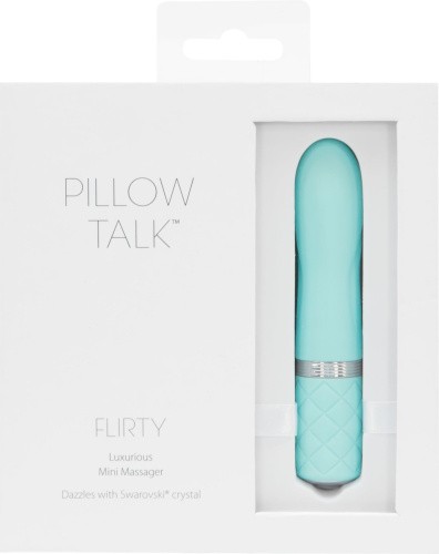 Pillow Talk Flirty Teal - Роскошный вибратор с кристаллом Сваровски, 7х2.2 см