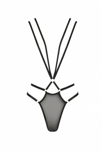 Passion Exclusive Meggy body открытое боди из стреп, L/XL (чёрный)