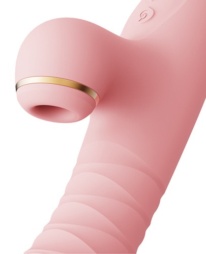 Zalo Rose Rabbit Thruster Strawberry Pink - Потужний пульсатор з ніжним дизайном, 25х3.6 см (рожевий) - купити в Києві, Україні