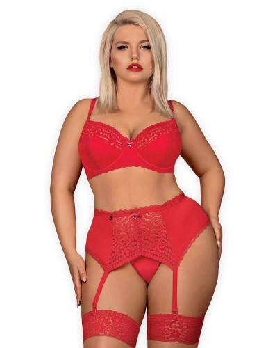 Obsessive Jolierose set - сексуальный комплект, XXL (красный)
