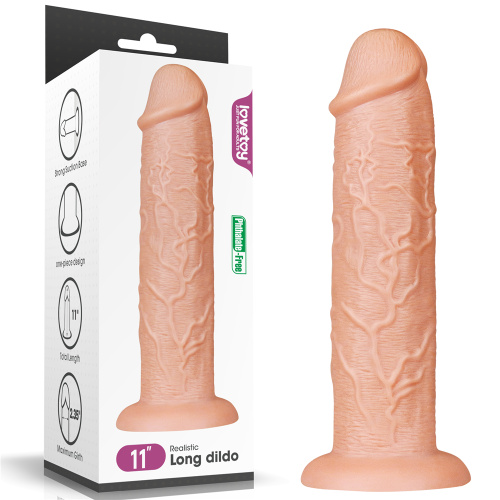 LoveToy - Realistic Long Dildo Flesh 11 - Фаллоимитатор на присоске, 28х6 см