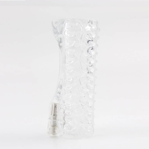 Chisa Prof.Jason З Super Sucker Vibrating Stroker - Прозрачный сквозной мастурбатор с вибрацией, 14.5х5.6 см (белый)