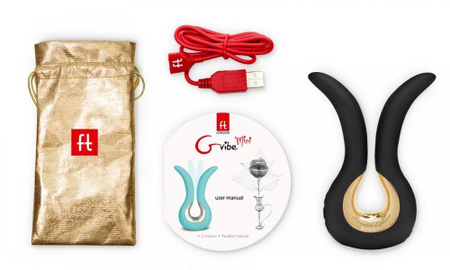 Gvibe Mini Gold - Эксклюзивный вибромассажер с 24К золотом. Лимитированный выпуск!, 10,5х2 см (черный)