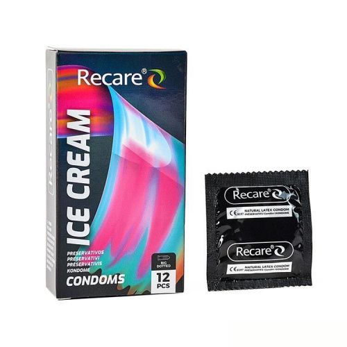 Holographic Recare Ice Cream Big Dotted Condoms 12 шт, с пупырышками