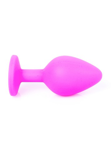 Boss Silikon Plug Jewellery Pink Medium - Анальная пробка с кристаллом, 8х3.5 см (розовый с голубым)