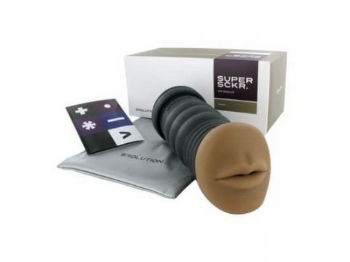 Erolution Super Sckr Mega Oral Pleasure Brown - маструбатор рот, 16,5х6 см (коричневый)