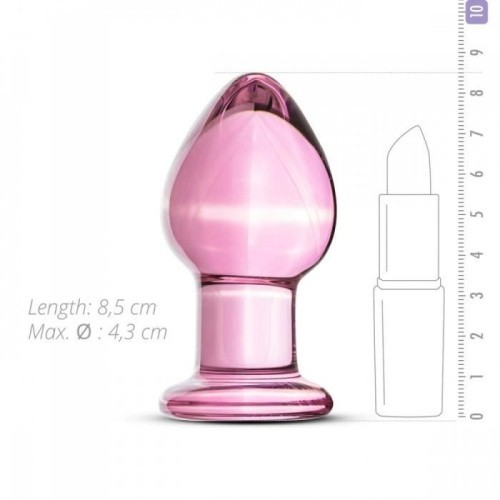 Gildo Pink Glass Buttplug No. 27 розовая анальная пробка из стекла, 8.5х4.3 см