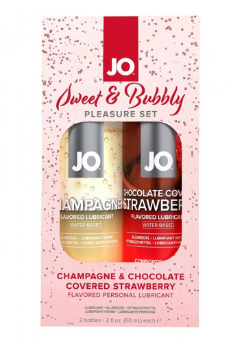 System JO Sweet & Bubbly – Shampagne & Chocolete Covered Strawberry - Набор лубрикантов, 2×60 мл