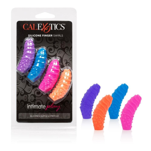 CalExotics Silicone Finger Swirls - Набор разноцветных насадок 5.8х2.5 см