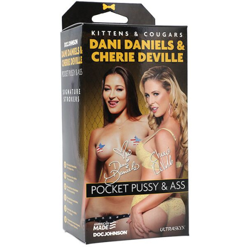 Doc Johnson Dani Daniels / Cherie Deville Ultraskyn - мастурбатор двусторонний, вагина/попка, 14.7х6.4 см (телесный)