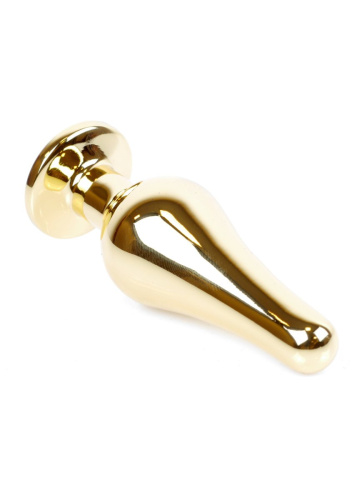 Boss Jewellery Gold Butt Plug Green - Анальна пробка з кристалом, 9,5х3 см (зеленый)