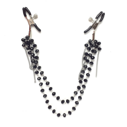 Art of Sex - Nipple clamps Sexy Jewelry Black - Зажимы для сосков на декоративной цепочке