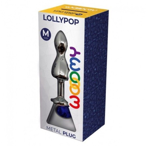 Wooomy Lollypop Double Ball Metal Plug M - Анальная пробка, 9.4х3.1 см (синий)