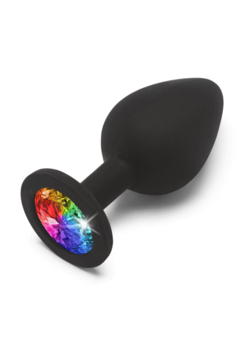 Toy Joy Rainbow Booty Jewel Medium - Анальная пробка с радужным кристаллом в основании, 8х3.5 см (M)