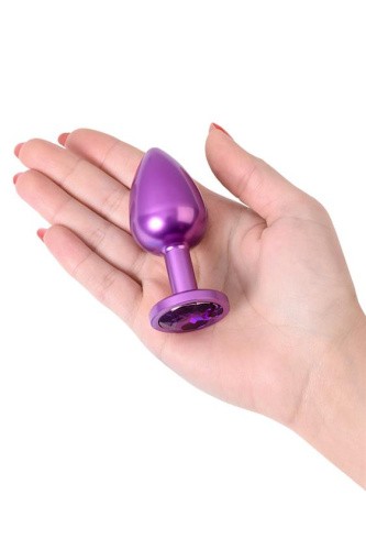 TOYFA Metal - Фиолетовая анальная пробка с кристаллом цвета аметиста, 6,9 см