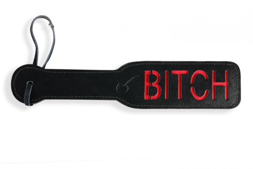 Пикантные штучки - Шлепалка, с рельефной надписью BITCH (черный), 31,5х6,5 см