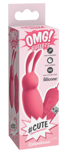 Pipedream OMG Bullet #Cute віброяйце у формі кролика з рухомими вушками, 8.2х2.5 см - купити в Києві, Україні
