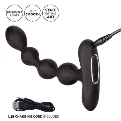 CalExotics Eclipse Slender Beads - анальные цепочка с вибрацией, 16х2.3 см (черный)