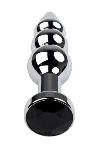 Metal By Toyfa анальная пробка ёлочка с кристаллом цвета турмалин в основании, 11х3 см (чёрный)