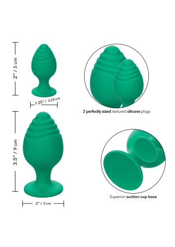 CalExotics Cheeky Buttplug Green - Набор анальных пробок, 9х5 см, 5х3,25 см.