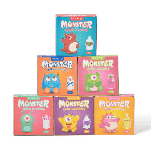 Насадка на член Recare Green Monster Spike Condom (с рядом шариков и усиками на кончике)