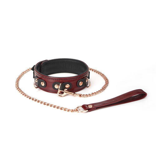 Шкіряний нашийник з повідцем Liebe Seele Wine Red Collar and Leash - купити в Україні | Секс шоп SEX-SHOP.ua