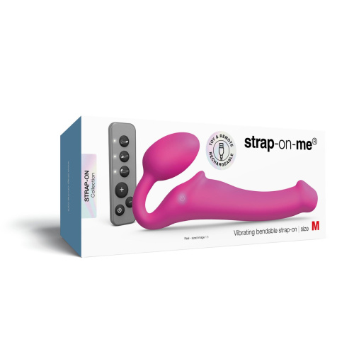 Безремневой страпон с вибрацией Strap-On-Me Vibrating Fuchsia M