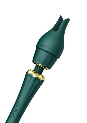 Zalo Kyro Wand мощный перезаряжаемый вибромассажер с 2 насадками, 29.1х5.35 см (зелёный)