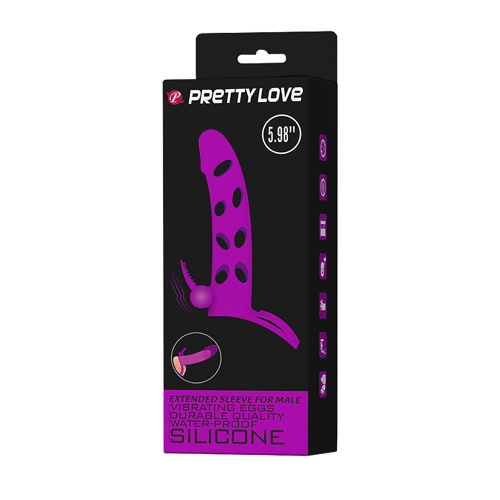 Удлиняющая насадка на член Pretty Love Vibrating Penis Sleeve, + 1,7 см