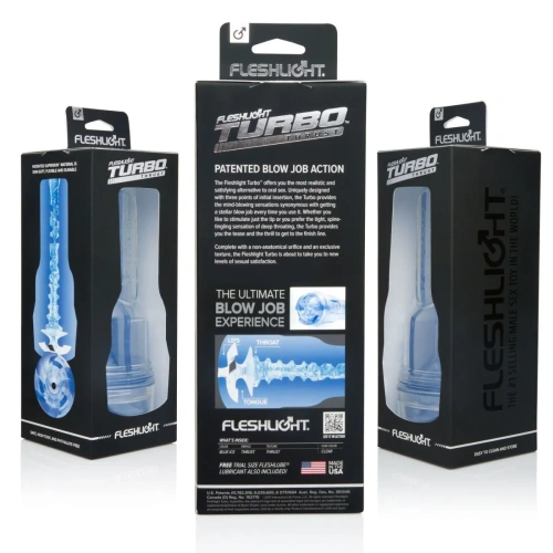 Fleshlight Turbo Thrust Blue Ice - мастурбатор, що імітує мінет, 24.5х8 см (блакитний) - купити в Києві, Україні