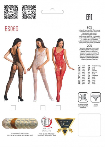 Passion BS069 - Чувственный бодистокинг, S-L (чёрный)