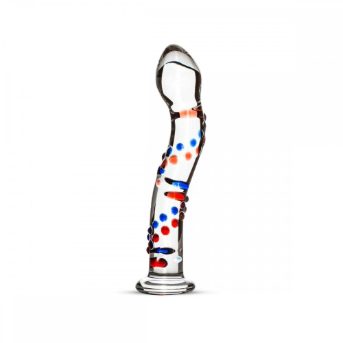 Gildo Glass Dildo No. 3 стеклянный дилдо с изгибами и рисунком, 18.5х3.5 см