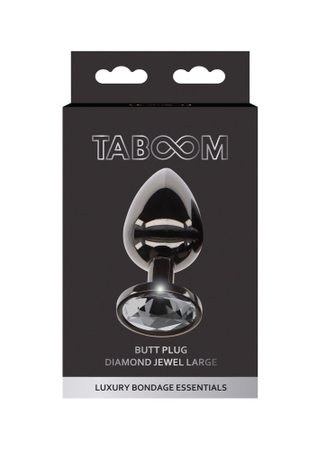 Taboom L Butt Plug With Diamond Jewel - Анальная пробка, 9.5х4.1 см (черный)