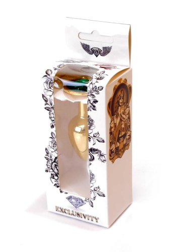 Анальная пробка с кристаллом B-Series Jewellery Gold Plug Green