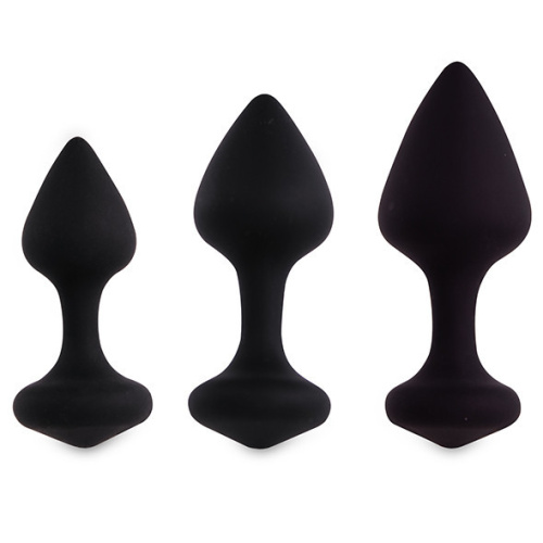 FeelzToys Bibi Butt Plug Set 3 - Набір силіконових анальних пробок, 3 шт (чорний) - купити в Києві, Україні