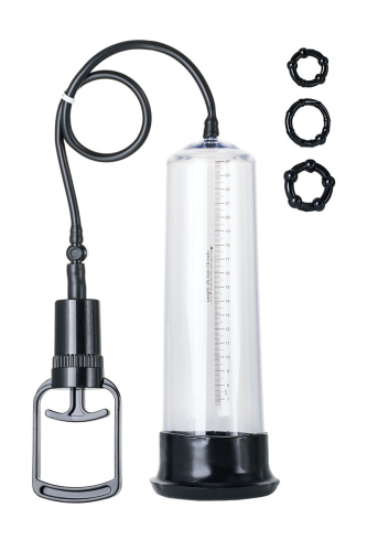 Toyfa A-Toys Vacuum pump - Вакуумная помпа с эрекционными кольцами в комплекте, 27.5х7 см