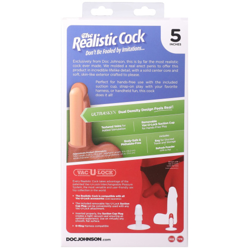 Фаллоимитатор Doc Johnson The Realistic Cock ULTRASKYN 5 Inch with Balls, 13,3 см