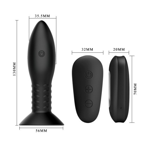 Mr Play RC Vibrating Butt Plug Black - Анальная пробка с вибрацией, 11х3.3 см (черный)