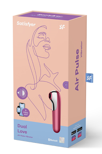 Satisfyer Dual Love 2 в 1 - Смарт вибратор и вакуумный стимулятор клитора, 16х3.8 см (красный)
