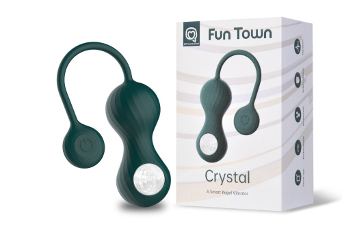 Magic Motion Fun Town Crystal вагинальные смарт-шарики с вибрацией и прозрачным стеклянным шаром, 8х3.5 см