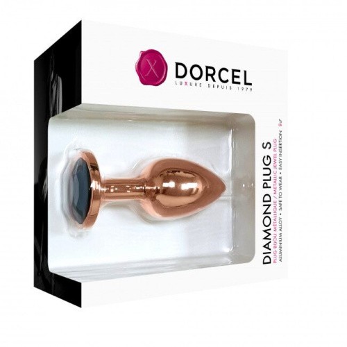 Dorcel Diamond Plug S маленька металева анальна пробка із кристалом, 7.1х2.7 см (чорний) - купити в Києві, Україні