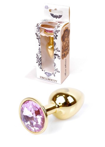 Boss Jewellery Gold Plug Rose - Анальная пробка с кристаллом, 7х2.7 см (розовый)