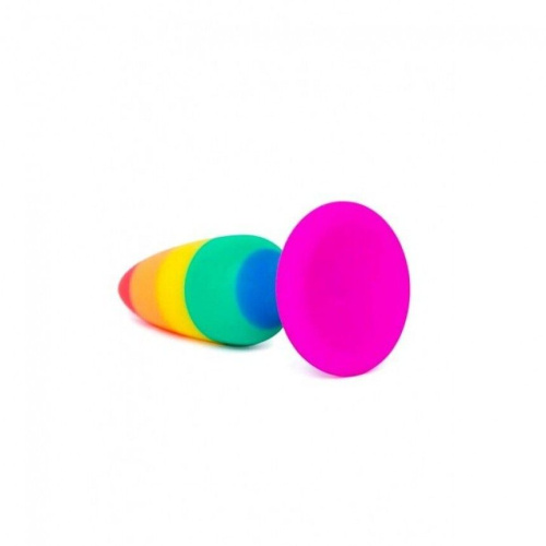 Wooomy Hiperloo Silicone Rainbow Plug M - Анальна пробка, 11х2.9 см - купити в Києві, Україні