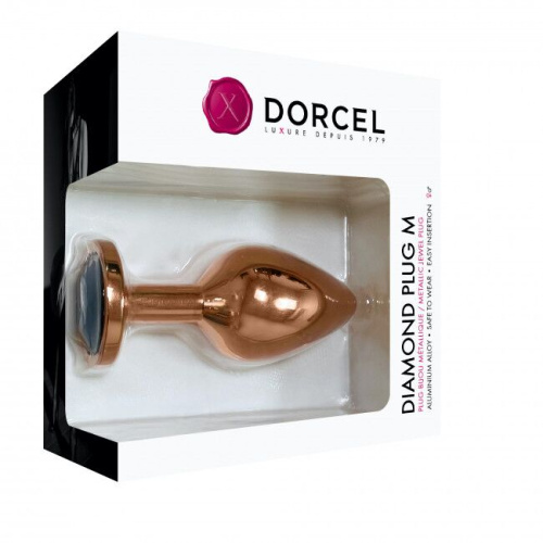 Dorcel Diamond Plug M металлическая анальная пробка с кристаллом, 8.3х3.4 см (чёрный)